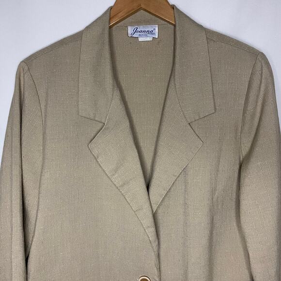 Joanna Petite| Women's vintage beige collared jacket blazer - Picture 3 of 16